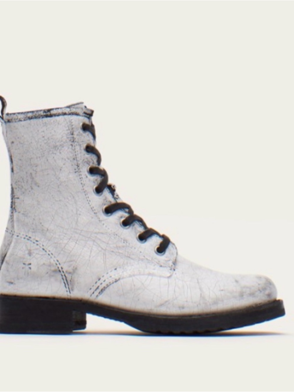 Frye Veronica Crackled Leather Combat Boots
